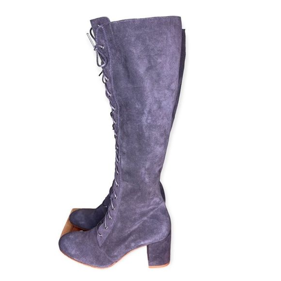 Sixtyseven Charcoal Lace-Up Heeled Boots - Picture 7 of 10